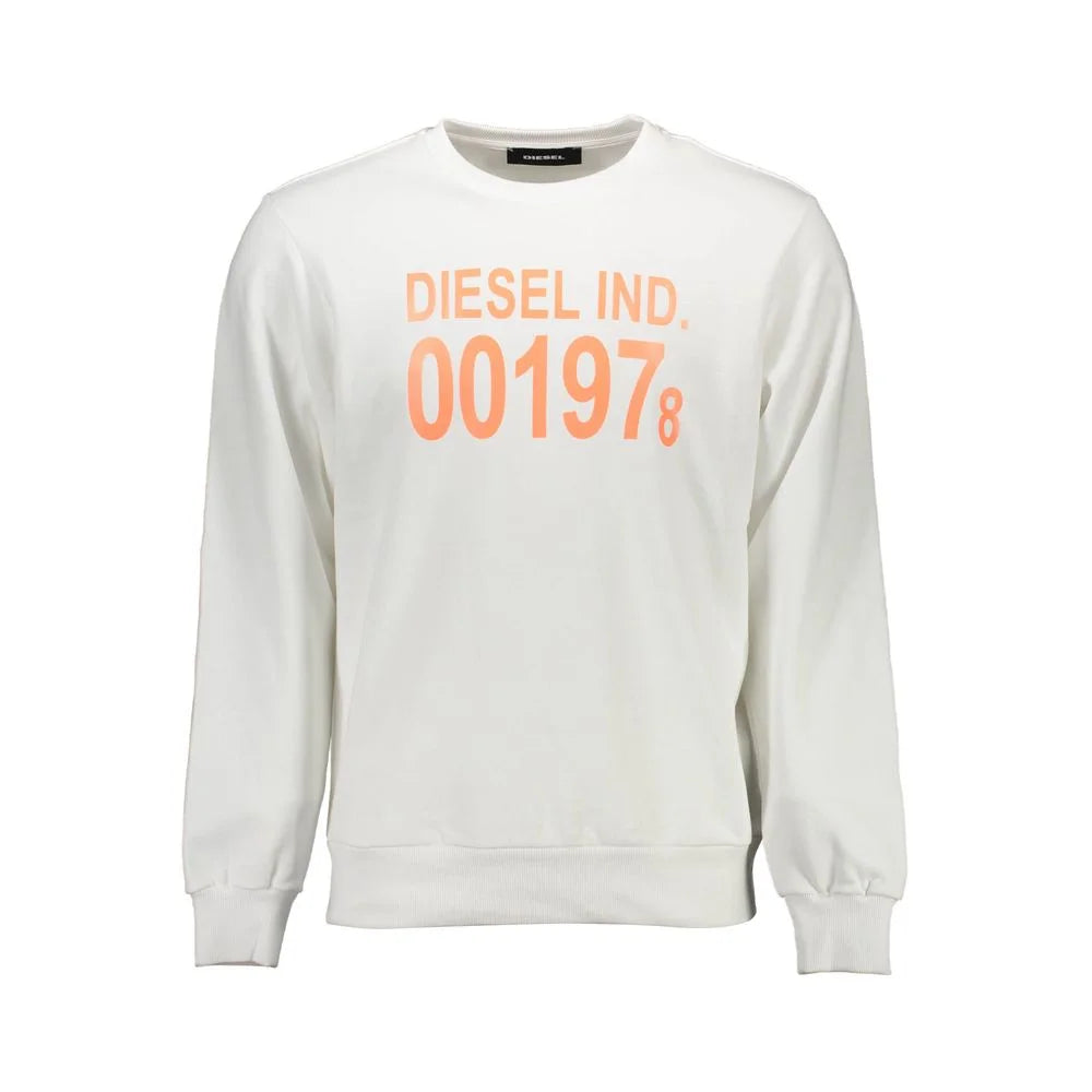 Diesel White Cotton Men Sweater - Sweatshirts