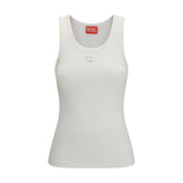 Diesel White Cotton Top - Tank Tops