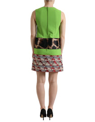 Dolce & Gabbana Apple Green Sleeveless Panelled Shift Dress - IT38 | S - Dresses