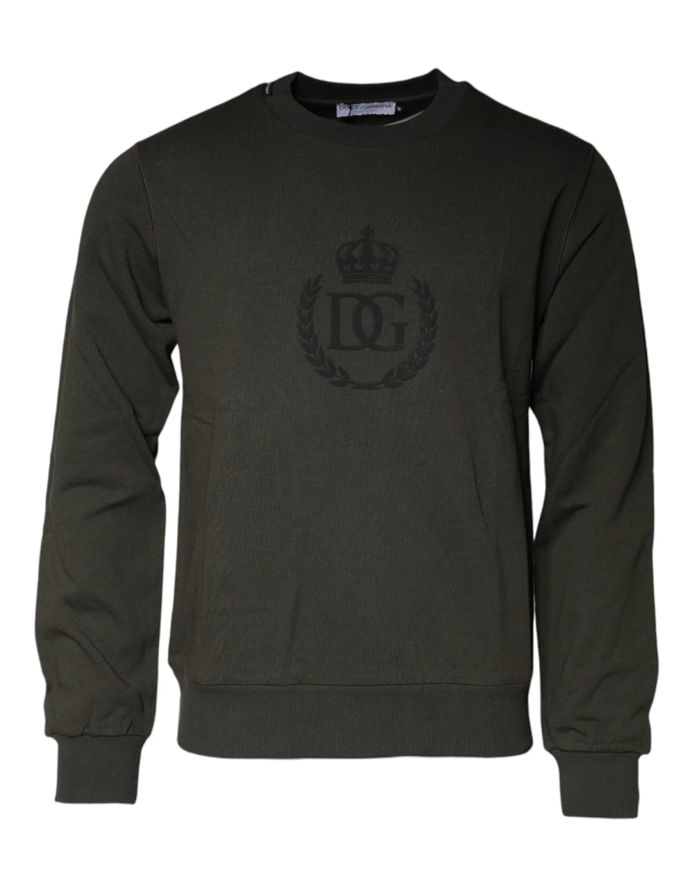 Dolce & Gabbana Army Green Crown Cotton Sweatshirt Sweater - IT48 | M - Sweatshirts