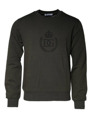 Dolce & Gabbana Army Green Crown Cotton Sweatshirt Sweater - IT48 | M - Sweatshirts