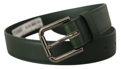 Dolce & Gabbana Army Green Leather Logo Metal Waist Buckle Belt - 60 cm / 24 Inches - Belts