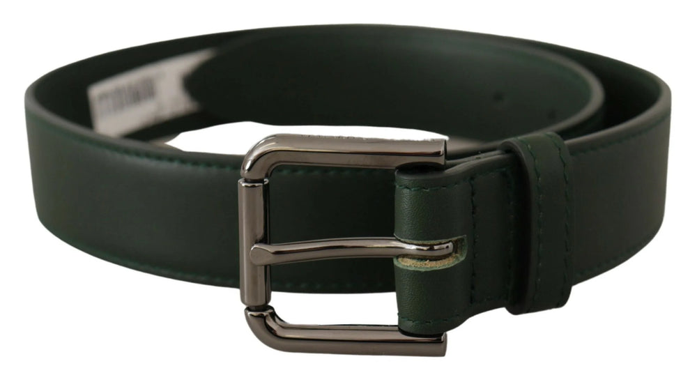 Dolce & Gabbana Army Green Leather Logo Metal Waist Buckle Belt - 60 cm / 24 Inches - Belts
