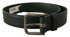 Dolce & Gabbana Army Green Leather Logo Metal Waist Buckle Belt - 60 cm / 24 Inches - Belts