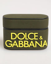 Dolce & Gabbana Army Green Rubber Logo Embossed Accessory Airpods Case - Headphone Carrying Case