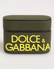 Dolce & Gabbana Army Green Rubber Logo Embossed Accessory Airpods Case - Headphone Carrying Case