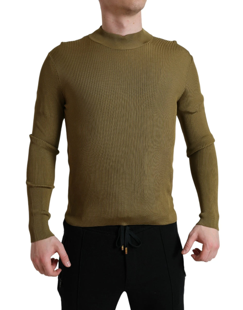Dolce & Gabbana Army Green Viscose Crewneck Pullover Sweater - IT48 | M - Sweaters