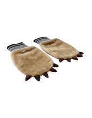 Dolce & Gabbana Beige Acrylic Knitted Fur Wrist Mitten Gloves - Gloves & Mittens