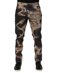 Dolce & Gabbana Beige Black Corduroy Tie-Dye Cotton Blend Pants - IT50 | L - Trousers