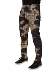 Dolce & Gabbana Beige Black Corduroy Tie-Dye Cotton Blend Pants - IT50 | L - Trousers