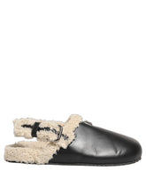Dolce & Gabbana Beige Black Fur Shearling Slides Sandals Shoes - EU43/US10