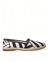 Dolce & Gabbana Beige Black Striped Canvas Espadrilles MONDELLO Shoes - EU42/US9 - Flats