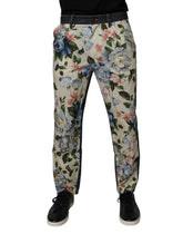 Dolce & Gabbana Beige Blue Floral Cotton Men Denim Jeans - IT48 | M - Jeans