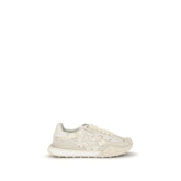 Sneakers in vera pelle di vitello beige Bos Taurus di Dolce & Gabbana in un classico modello basso con chiusura con lacci tono su tono.