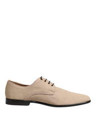 Dolce & Gabbana Beige Canvas Derby Lace Up Dress Men Shoes - EU44/US11