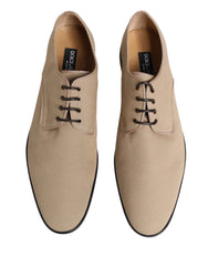 Dolce & Gabbana Beige Canvas Derby Lace Up Dress Men Shoes - EU44/US11