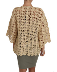 Dolce & Gabbana Beige Cardigan Crochet Knitted Raffia Sweater - IT40|S - Cardigans