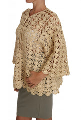 Dolce & Gabbana Beige Cardigan Crochet Knitted Raffia Sweater - IT40|S - Cardigans