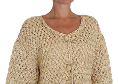 Dolce & Gabbana Beige Cardigan Crochet Knitted Raffia Sweater - IT40|S - Cardigans