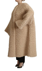 Dolce & Gabbana Beige Cashmere Wool Faux Fur Coat Jacket - IT40|S - Wrap Coats