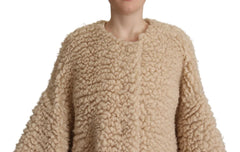 Dolce & Gabbana Beige Cashmere Wool Faux Fur Coat Jacket - IT40|S - Wrap Coats