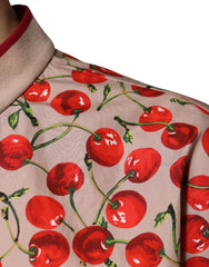 Dolce & Gabbana Beige Cherry Nylon Buttoned Casual Shirt - IT54 | XL - Shirts