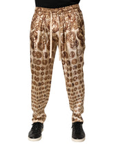Dolce & Gabbana Beige Coin Print Silk Twill Men Jogger Pants - IT50 | L - Joggers