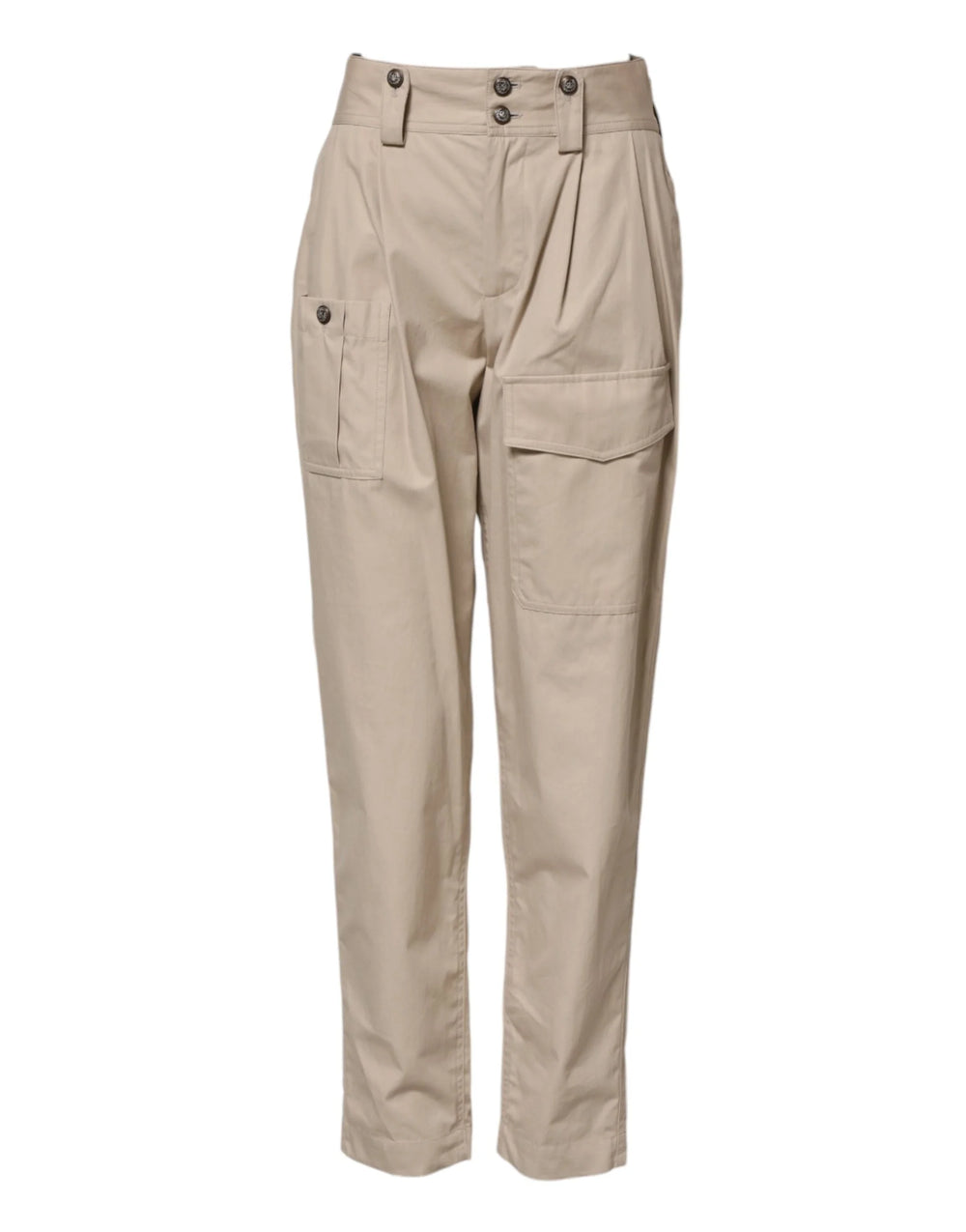 Dolce & Gabbana Beige Cotton High Waisted Pants - IT36|XXS - Trousers