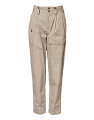 Dolce & Gabbana Beige Cotton High Waisted Pants - IT36|XXS - Trousers