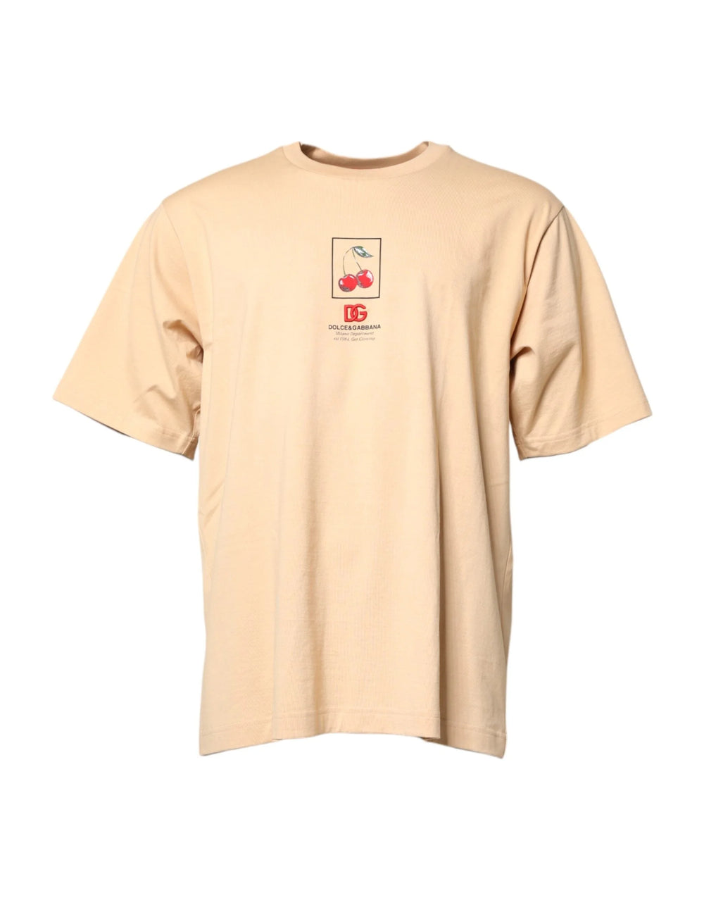 Dolce & Gabbana Beige Cotton Logo Print Crew Neck T-shirt - IT54 | XL - T-Shirts