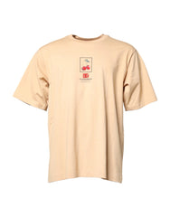 Dolce & Gabbana Beige Cotton Logo Print Crew Neck T-shirt - IT54 | XL - T-Shirts