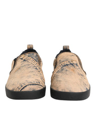 Dolce & Gabbana Beige Cotton Low Top Slip On Sneakers Shoes - EU44/US11 - Sneakers