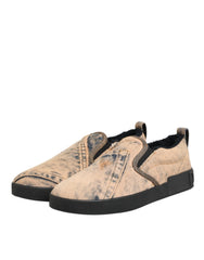 Dolce & Gabbana Beige Cotton Low Top Slip On Sneakers Shoes - EU44/US11