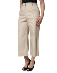 Dolce & Gabbana Beige Cotton Mid Waist Cropped Trouser Pants - IT44 | L
