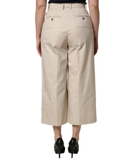 Dolce & Gabbana Beige Cotton Mid Waist Cropped Trouser Pants - IT44 | L