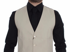 Dolce & Gabbana Beige Cotton Stretch Dress Vest Blazer - Vests