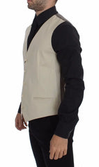 Dolce & Gabbana Beige Cotton Stretch Dress Vest Blazer - Vests
