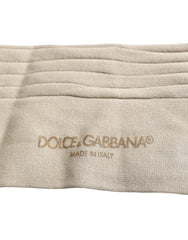 Dolce & Gabbana Beige Cotton Stretch Logo Mid Calf Socks - L - Crew Socks