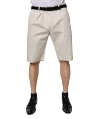 Dolce & Gabbana Beige Cotton Stretch Mid Waist Bermuda Shorts - Bermudas