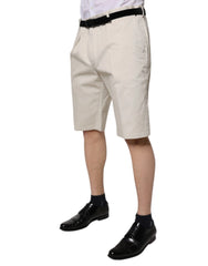 Dolce & Gabbana Beige Cotton Stretch Mid Waist Bermuda Shorts - Bermudas