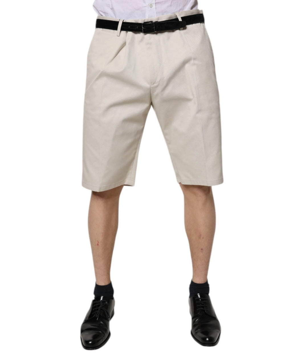 Dolce & Gabbana Beige Cotton Stretch Mid Waist Bermuda Shorts - Bermudas