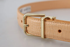 Dolce & Gabbana Beige Exotic Leather Gold Metal Buckle Belt - 75 cm / 29,5 Inches - Belts
