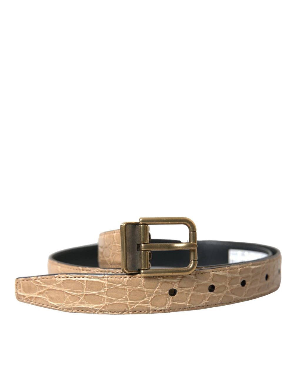 Dolce & Gabbana Beige Exotic Leather Gold Metal Buckle Belt - 90 cm / 36 Inches - Belts