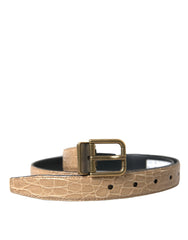 Dolce & Gabbana Beige Exotic Leather Gold Metal Buckle Belt - 90 cm / 36 Inches - Belts