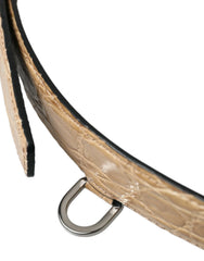Dolce & Gabbana Beige Exotic Leather Gold Metal Buckle Belt - 90 cm / 36 Inches - Belts