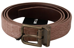 Dolce & Gabbana Beige Exotic Skin Gold Buckle Leather Belt - Belts