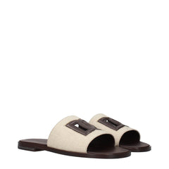 Dolce & Gabbana Beige Fabric Slippers - EU41/US8