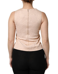 Dolce & Gabbana Beige Floral Embroidery Sleeveless Tank Top - Tank Tops