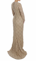 Dolce & Gabbana Beige Floral Lace Sheath Maxi Dress - IT40|S - Dresses