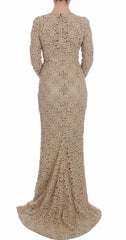 Dolce & Gabbana Beige Floral Lace Sheath Maxi Dress - IT40|S - Dresses